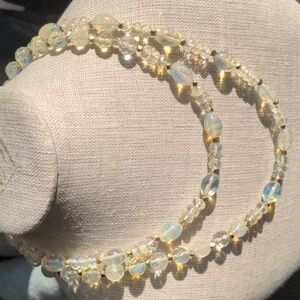 Golden Cloud Quartz Gemstone Beaded Necklace, 35" Long, New Translucent Shimmer